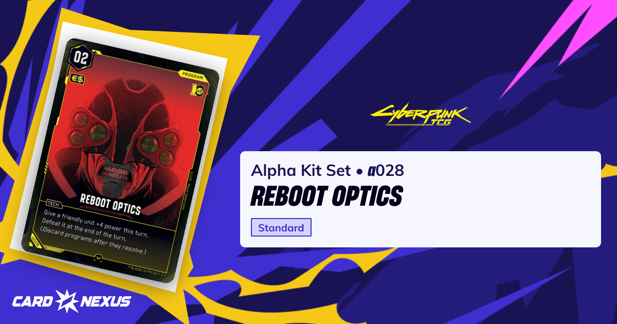 Reboot Optics #α028 — Alpha Kit Set (ALPHA) — Cyberpunk TCG — Buy ...
