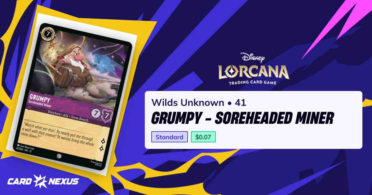 Grumpy - Soreheaded Miner #41 — Wilds Unknown (12) — Lorcana — Buy ...
