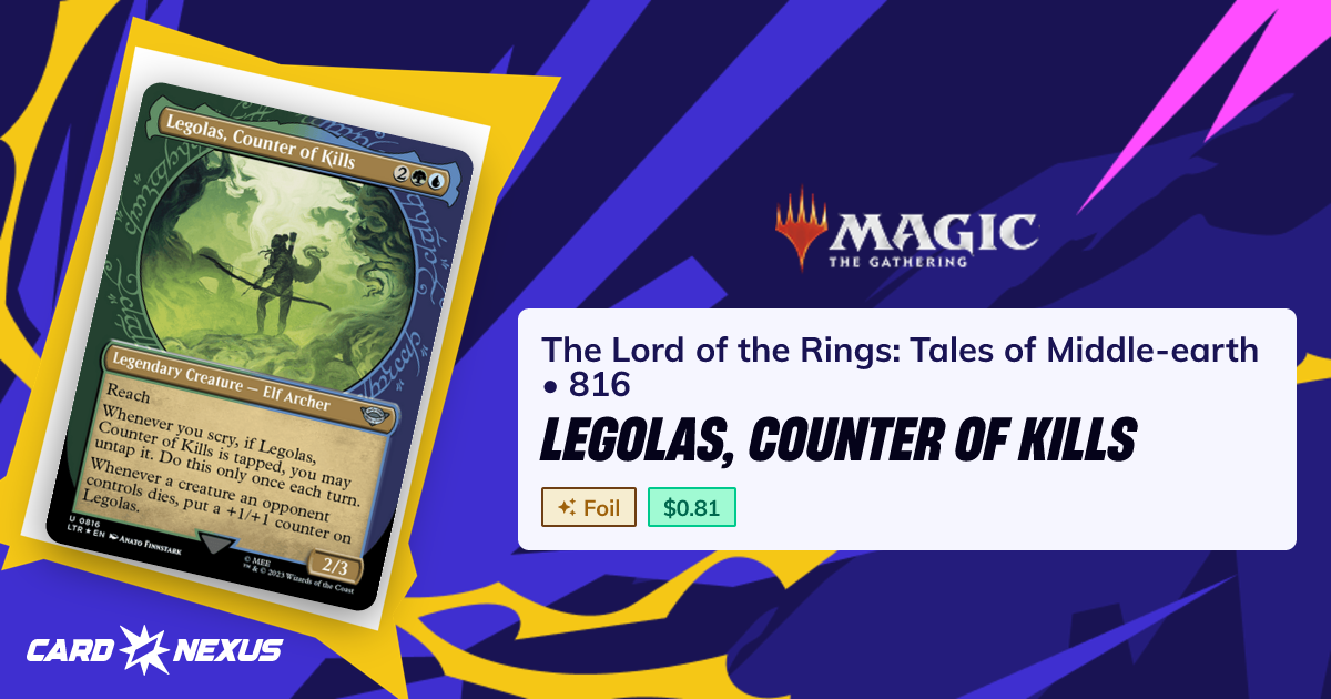 Legolas, Counter of Kills #816 — The Lord of the Rings: Tales of Middle ...