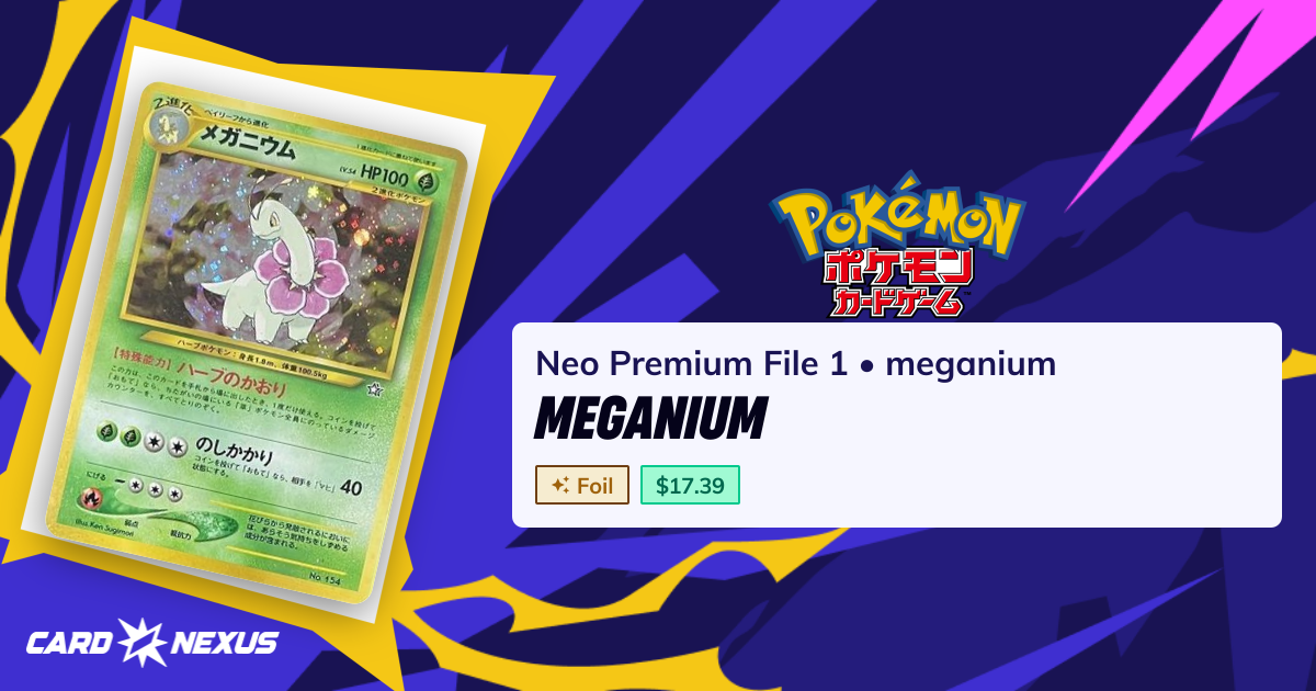 Meganium #meganium — Neo Premium File 1 (NEO-PREMIUM-FILE-1) — Pokemon ...