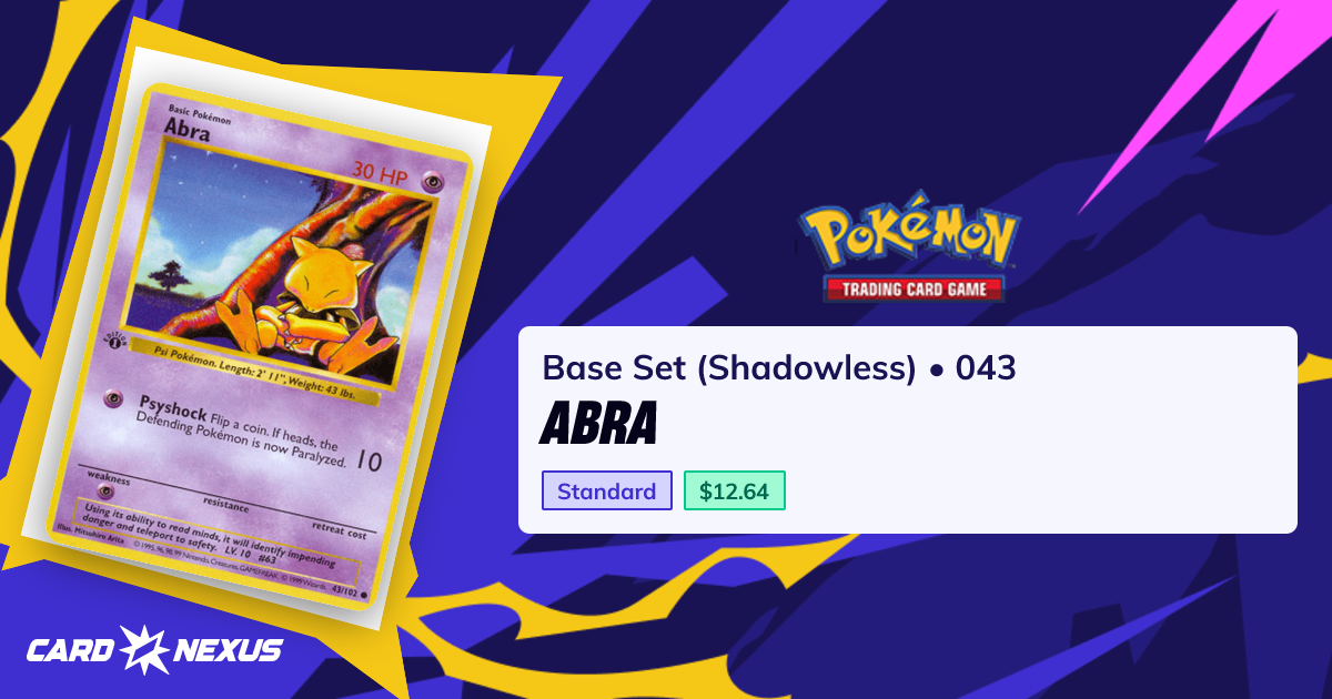 Abra #043 — Base Set (Shadowless) (BASE-SET-SHADOWLESS) — Pokemon — Buy ...