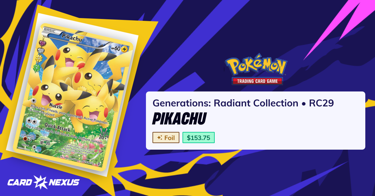 Pikachu #RC29 — Generations: Radiant Collection (GENERATIONS-RADIANT ...