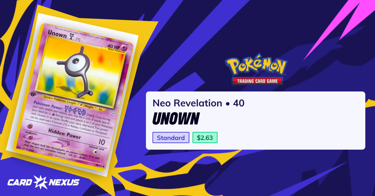 Unown #40 — Neo Revelation (NEO-REVELATION) — Pokemon — Buy & Prices ...