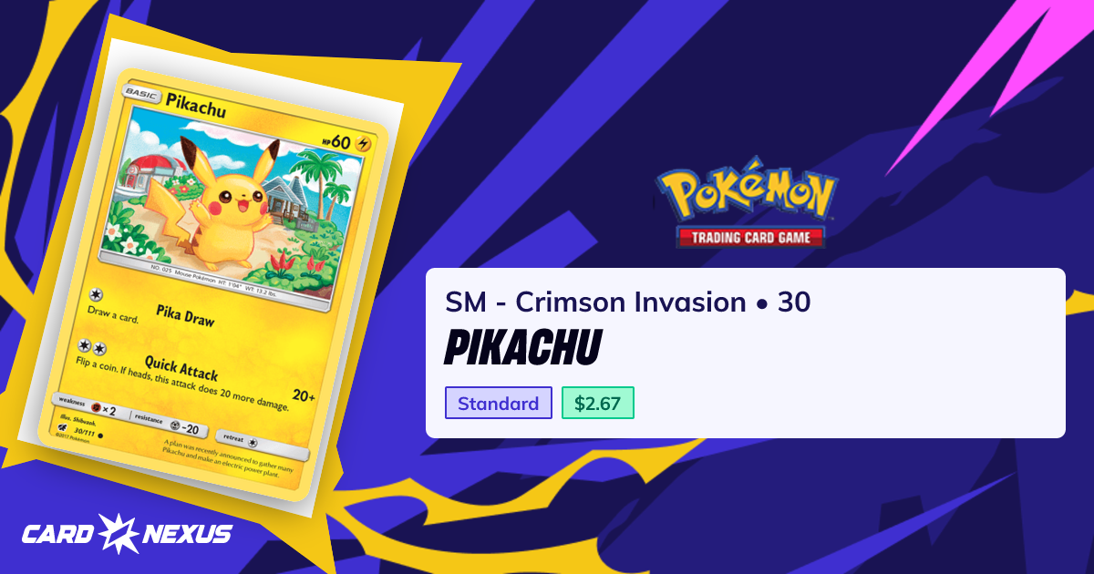 Pikachu #30 — SM - Crimson Invasion (SM-CRIMSON-INVASION) — Pokemon ...