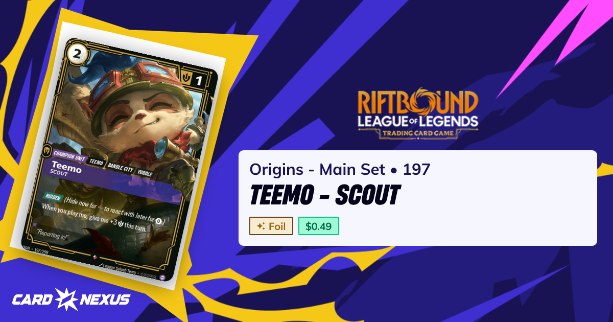 Teemo - Scout #197 — Origins - Main Set (OGN) — Riftbound: League of ...