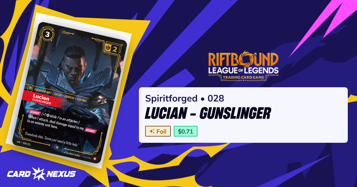 Lucian - Gunslinger #028 — Spiritforged (SFD) — Riftbound: League of ...