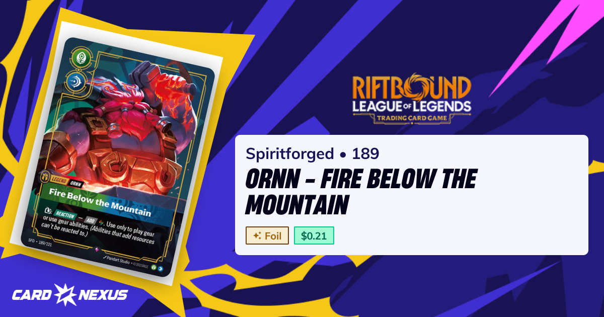 Ornn - Fire Below the Mountain #189 — Spiritforged (SFD) — Riftbound ...