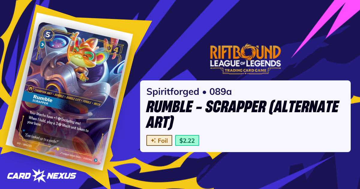 Rumble - Scrapper (Alternate Art) #089a — Spiritforged (SFD ...
