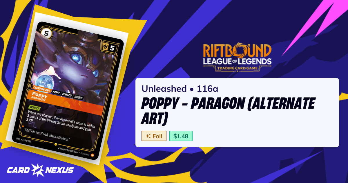 Poppy - Paragon (Alternate Art) #116a — Unleashed (UNL) — Riftbound ...