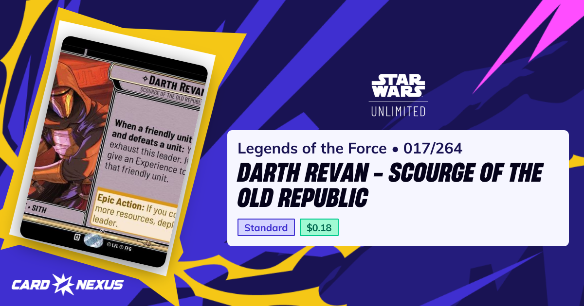 Darth Revan - Scourge of the Old Republic #017/264 — Legends of the ...
