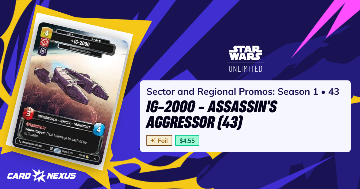 IG-2000 - Assassin's Aggressor (43) #43 — Sector and Regional Promos ...
