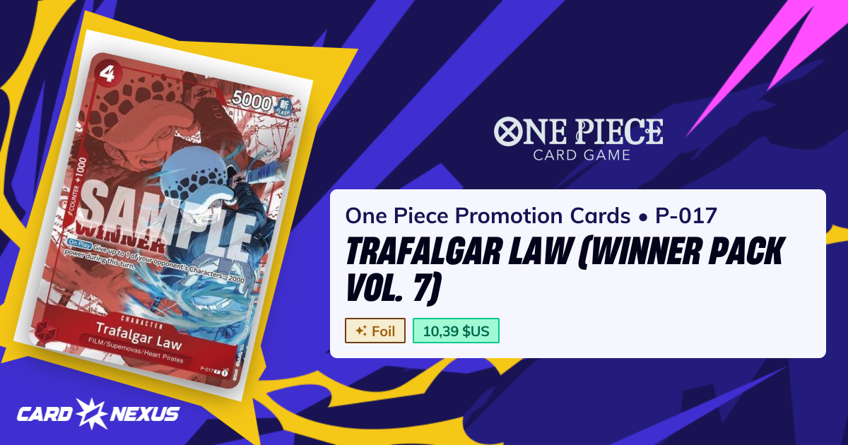 Trafalgar Law (Winner Pack Vol. 7) #P-017 — One Piece Promotion Cards